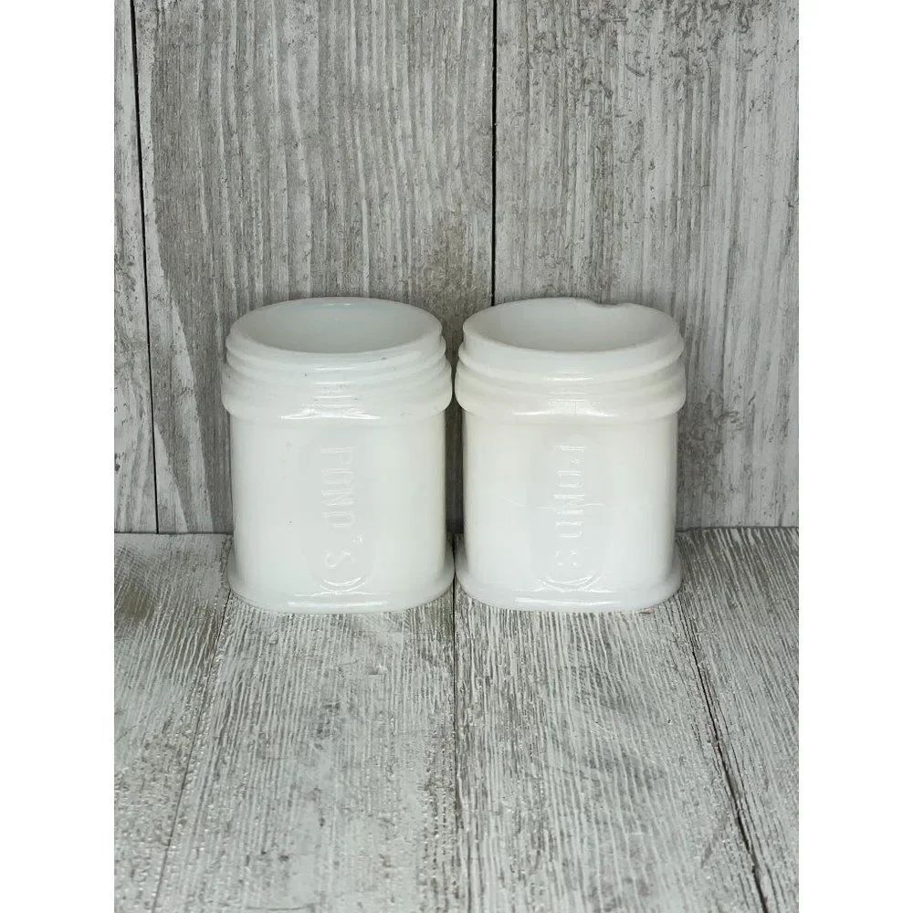 2 Vintage Milk Glass Ponds Cold Cream Jars